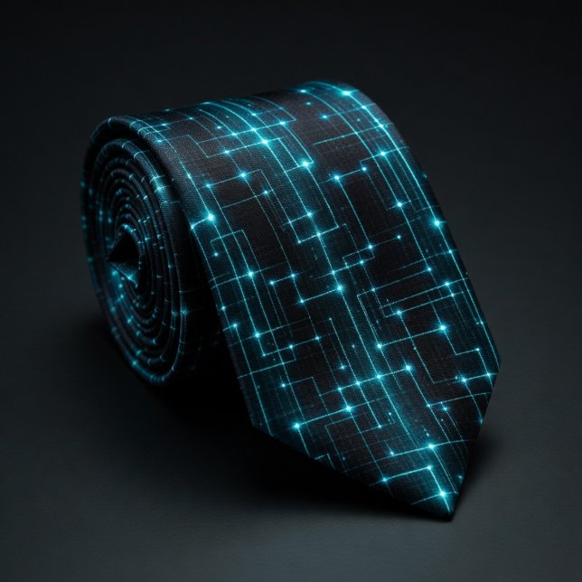 Cyber Blue Neon Circuit Tie (Creator Uploaded)