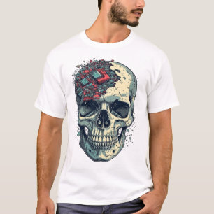 Cyber Brain E-Waste Skull Retro Comic Streetwear T T-Shirt