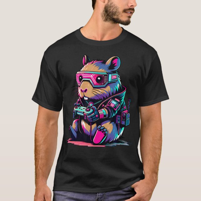 Cyber Capybara Video Games Capybara T-Shirt (Front)