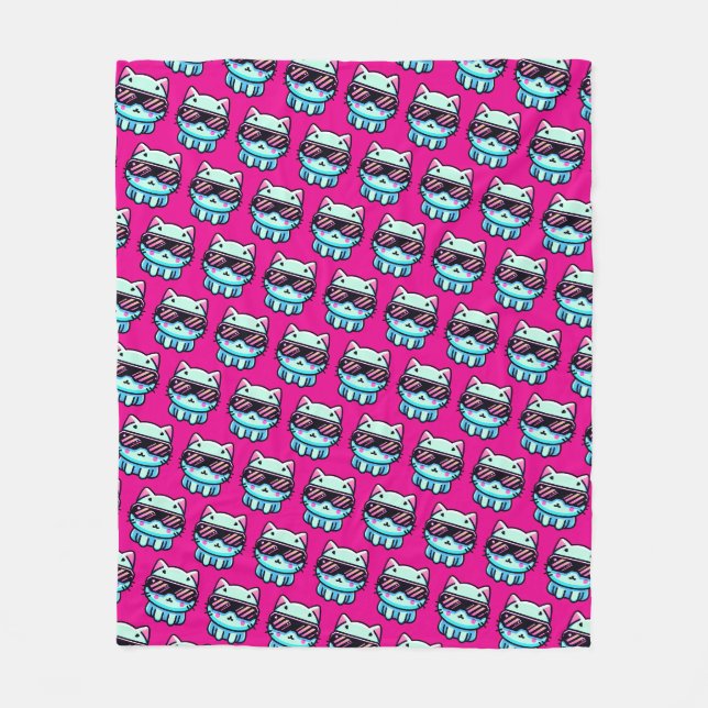 Cyber Cat Fleece Blanket (Front)