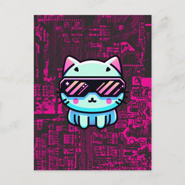 Cyber Cat Postcard (Front)