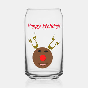 Cyber Christmas Reindeer Custom Can Glass