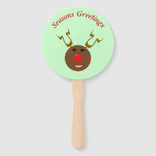 Cyber Christmas Reindeer Personalised Hand Fan