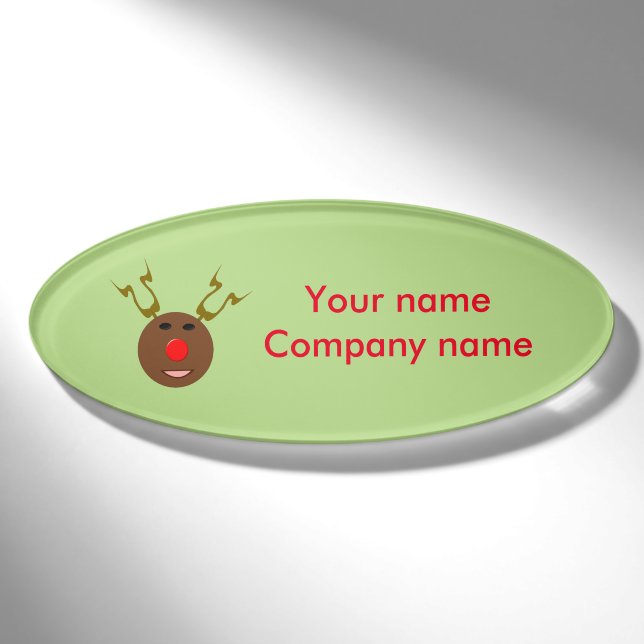 Cyber Christmas Reindeer Personalised Name Tag (Front)