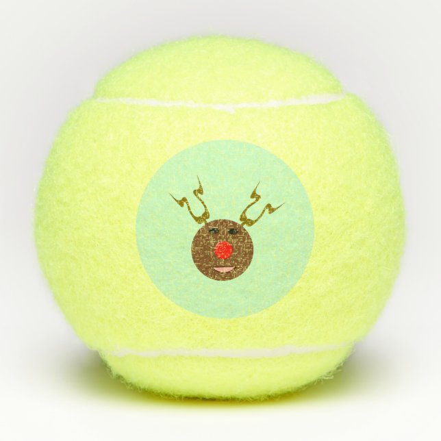 Cyber Christmas Reindeer Tennis Balls (Front)