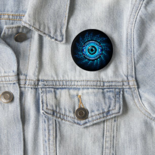 Cyber Circuit Eye 6 Cm Round Badge