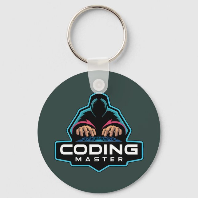 Cyber Coding Guru: Tech  Gifts Key Ring (Front)