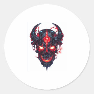 Cyber Demon Skull Lord Classic Round Sticker