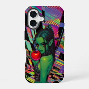 Cyber Fairytale Elf with Crimson Apple iPhone 16 Case
