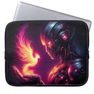 Cyber Futuristic Robot Phoenix Fire Spirit Laptop Sleeve
