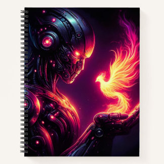 Cyber Futuristic Robot Phoenix Fire Spirit Notebook