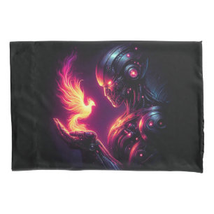 Cyber Futuristic Robot Phoenix Fire Spirit Pillowcase