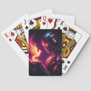 Cyber Futuristic Robot Phoenix Fire Spirit Playing Cards