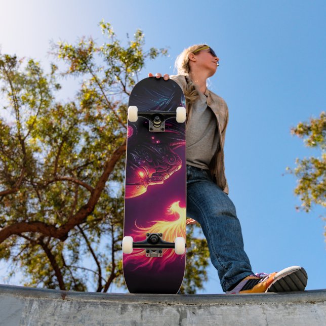 Cyber Futuristic Robot Phoenix Fire Spirit Skateboard (Outdoor 1)
