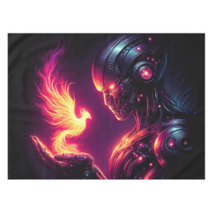 Cyber Futuristic Robot Phoenix Fire Spirit Tablecloth
