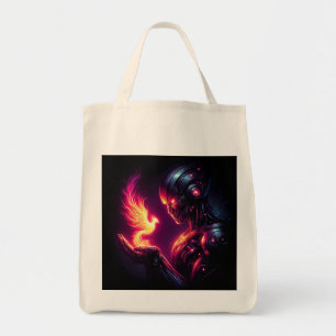 Cyber Futuristic Robot Phoenix Fire Spirit Tote Bag