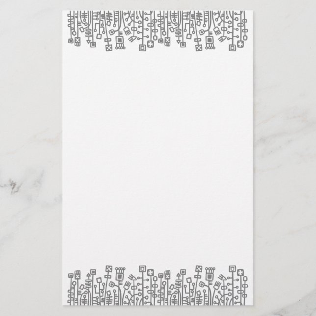 Cyber Garden - 50pc Black (Grey) Stationery (Front)
