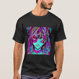 Cyber Girl Colourful Illustration T-Shirt
