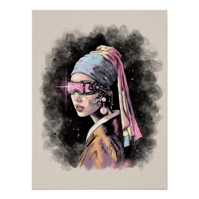 Cyber-Girl with a Pearl Earring Poster (Front)
