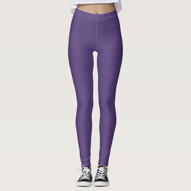 Cyber Grape Colour Solid Plain Leggings (Front)