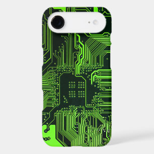 Cyber Green PCB Circuit Board Trace Pattern Art