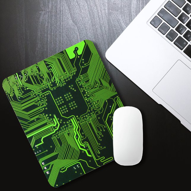 Cyber Green PCB Circuit Board Trace Pattern Art Mouse Pad (Creator Uploaded)