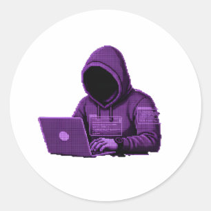 Cyber Hacker Pixel Art Purple Aesthetic sticker
