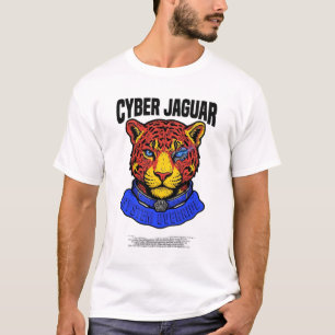 Cyber Jaguar Neon Mech Street Art T-Shirt