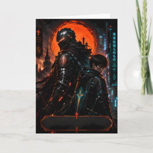 Cyber Knight Fatherhood Greeting Card