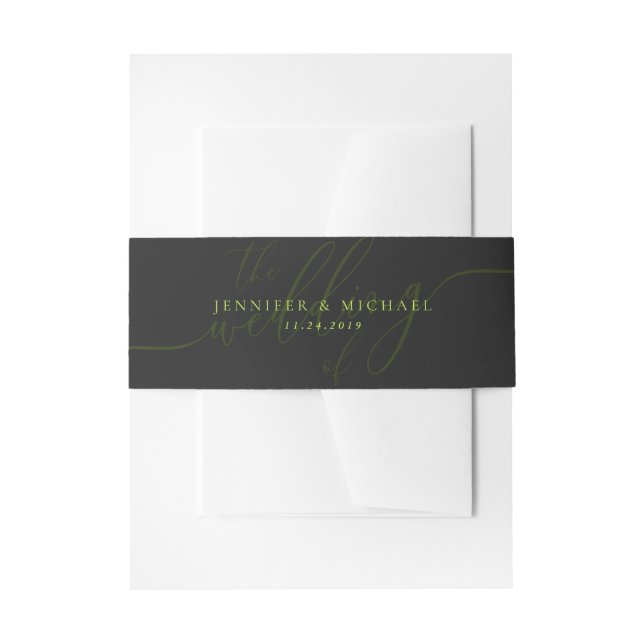 Cyber Lime Jet Black Basic Suite Wedding Invitation Belly Band (Front Example)