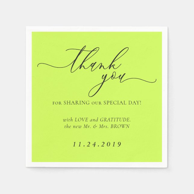Cyber Lime Jet Black Minimalist Decor Wedding Napkin (Front)