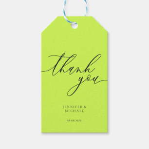 Cyber Lime Jet Black Thank You Simple Gift Tags