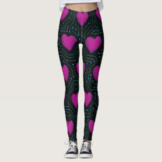 Cyber Love Circuit – Tech Heart Pattern Design Leggings