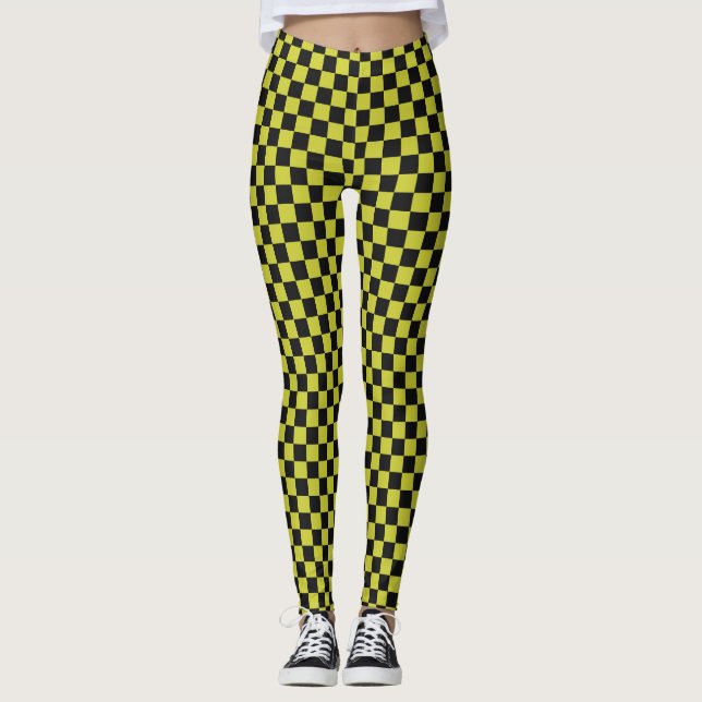 Cyber lyme checkerboard pattern leggings (Front)