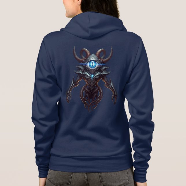 Cyber-Mage Oracle Drone Dark Fantasy Hoodie (Back)