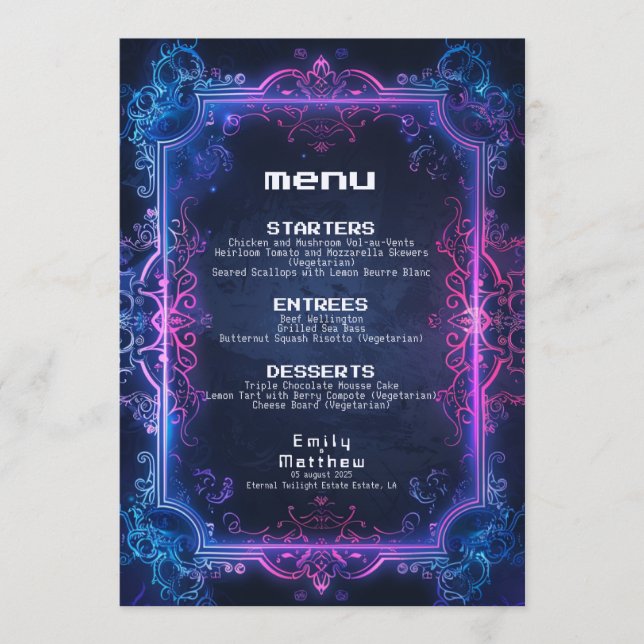 Cyber-Mediaeval Fusion Wedding Menu (Front)