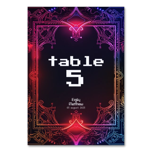 Cyber-Mediaeval Fusion Wedding Table Number (Front)