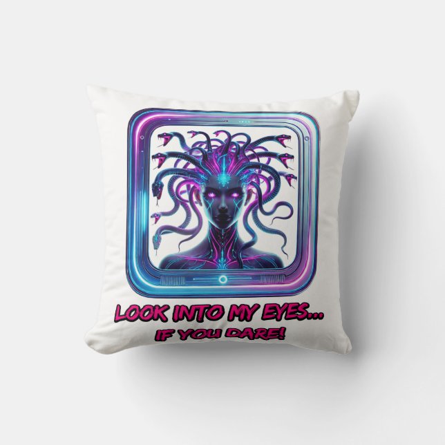 Cyber Medusa Neon - Decorative Pillow (Front)