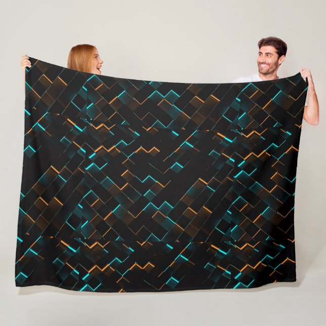 Cyber Neon Geometric Art Blanket (In Situ)