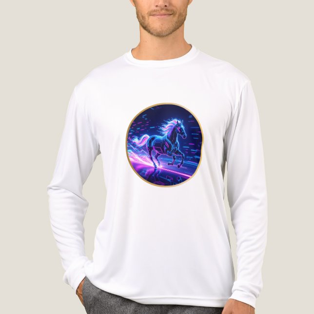 **Cyber Neon Horse – Futuristic Glow Art** Tri-Blend Shirt (Front)