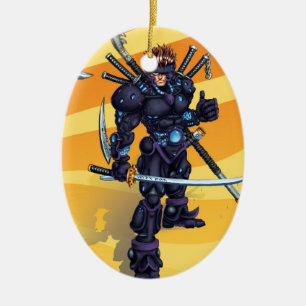Cyber Ninja Ceramic Tree Decoration