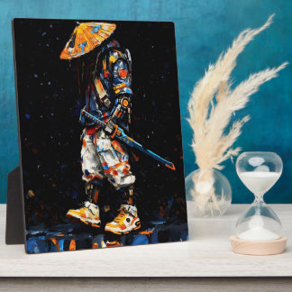 Cyber Ninja Palette Knife Neon Orange Impasto Plaque