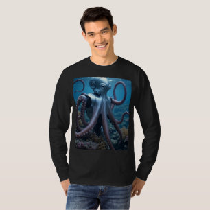 Cyber Octopus men black long sleeve T-shirt