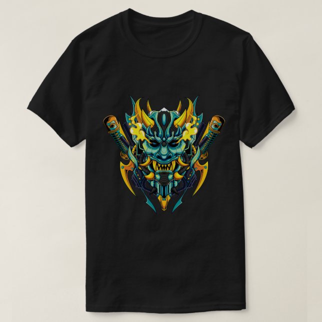 Cyber Oni Mask T-Shirt (Design Front)