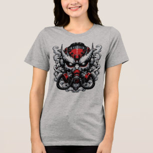 Cyber Oni: Smoke Warrior Mask Tri-Blend Shirt