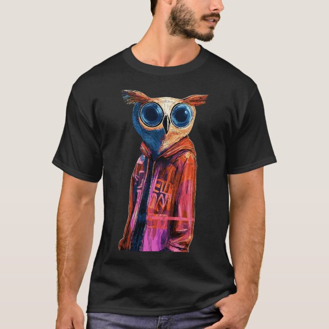 Cyber Owl – Futuristic Streetwise 1 T-Shirt (Front)