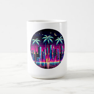 Cyber Palms: Neon Nightscape Coffee Mug