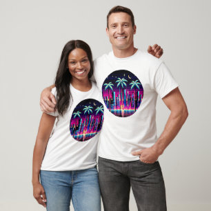 Cyber Palms: Neon Nightscape T-Shirt