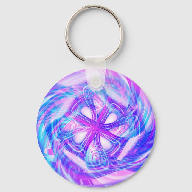 Cyber Pink and Blue Key Ring (Front)
