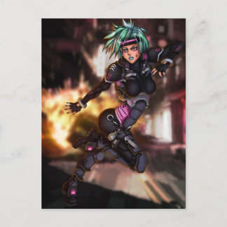 Cyber Police Girl Postcard